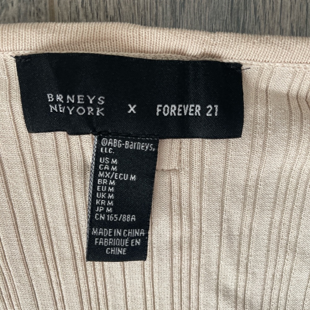 Barneys New York Cream Ribbed Long Sleeve Dress - Picture 2 of 8